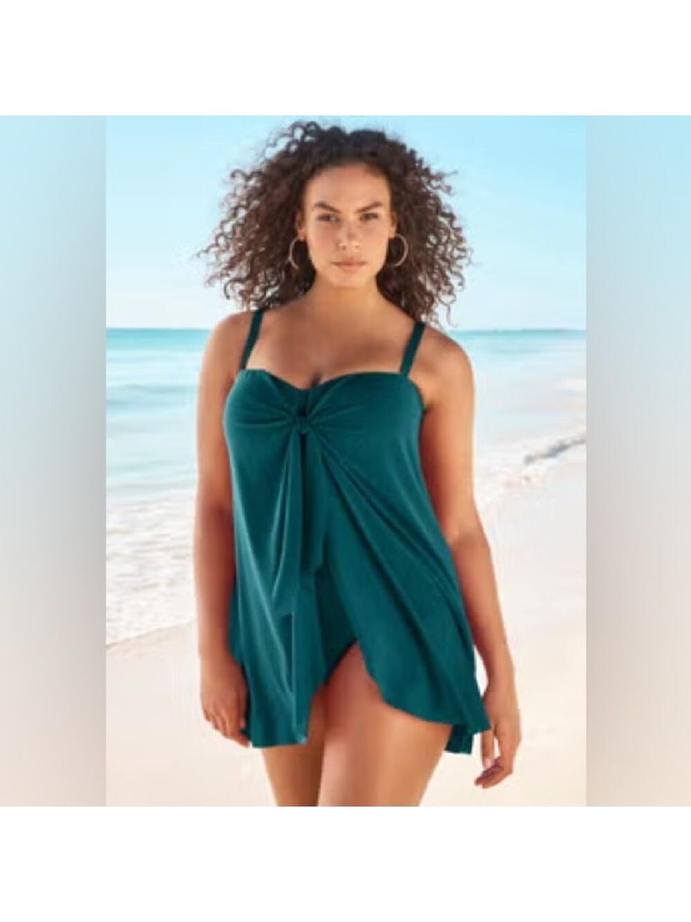 Catherines One Pc Teal Twist Front Swimsuit Sz 28W